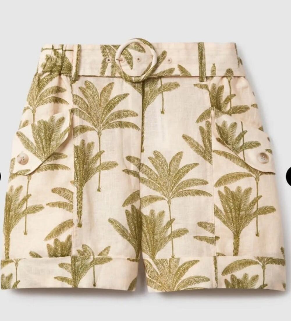 Reiss Cali-Palm Printed Linen Shorts